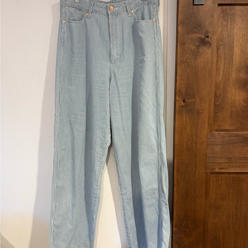 Wrangler ~ High Waist Blue and White Striped Pants